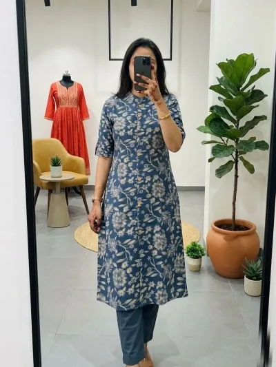 Blue White Floral Stylish Salwar Set